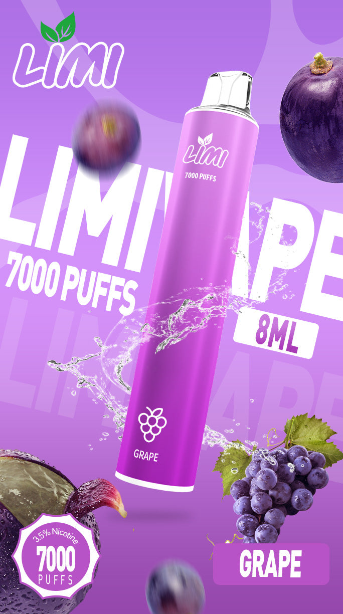 新品Limi7000口拋棄式 ILIA哩亞同廠生產 煙油容量更高 口味更優化 LIMI一次性7000Puffs便攜式圓管電子煙-VAKA糖果雲煙館