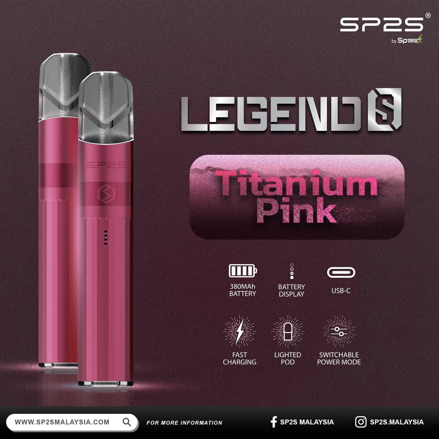 【SP2S Legend S 傳奇版主機】 SP2鈦發光主機全新升級版煙桿-兩檔調節8/9W-底部發光💥 通配一代lana/Sp2s/ilia等一代煙彈-VAKA糖果雲煙館