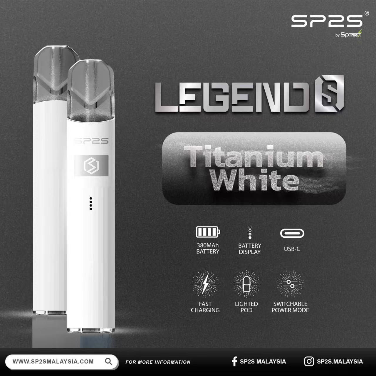 【SP2S Legend S 傳奇版主機】 SP2鈦發光主機全新升級版煙桿-兩檔調節8/9W-底部發光💥 通配一代lana/Sp2s/ilia等一代煙彈-VAKA糖果雲煙館