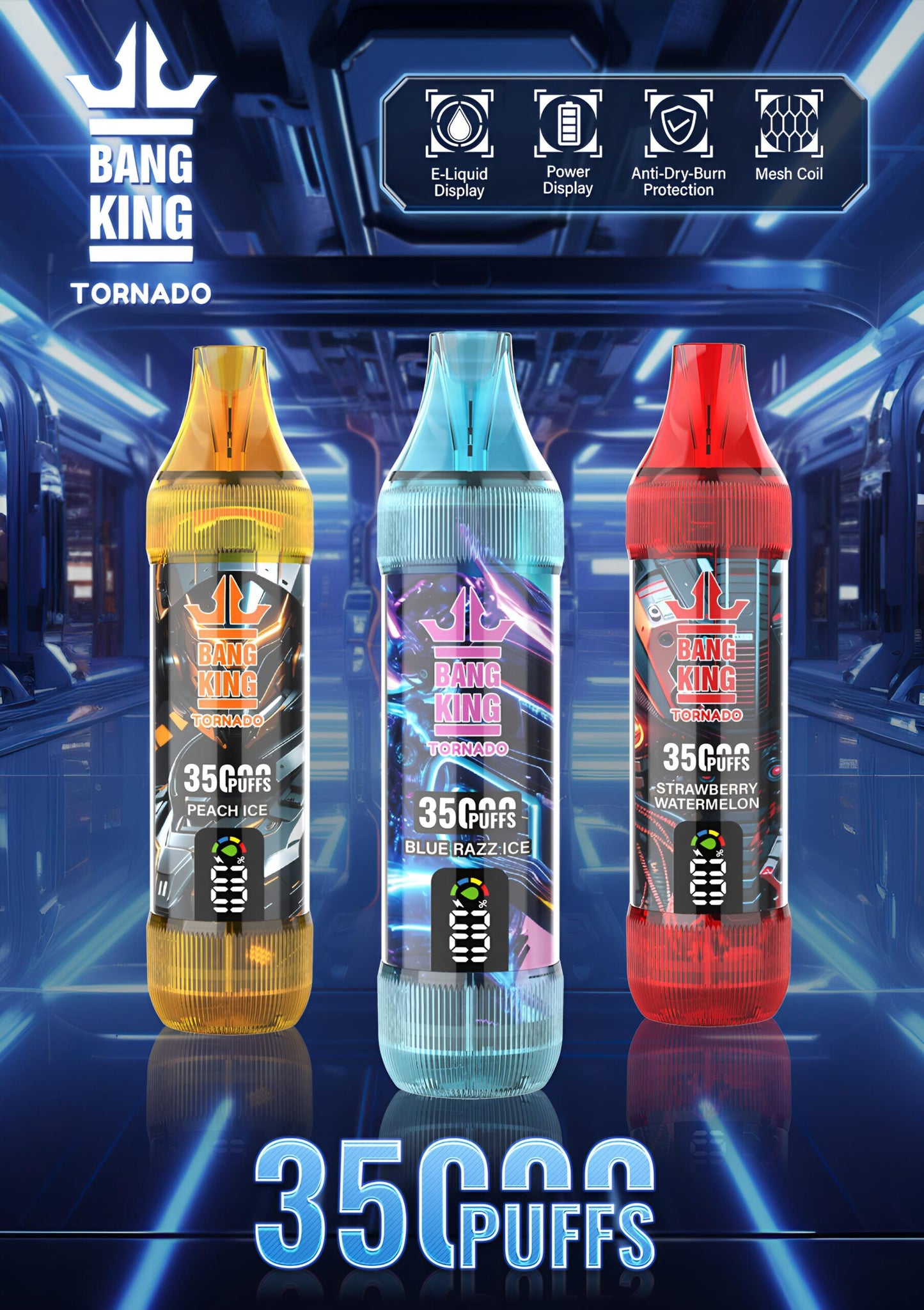 Bang King 35000 puff 二合一口味抛棄式電子煙| 原廠正品 | 一次性超長續航大容量發光電子煙-VAKA糖果雲煙館