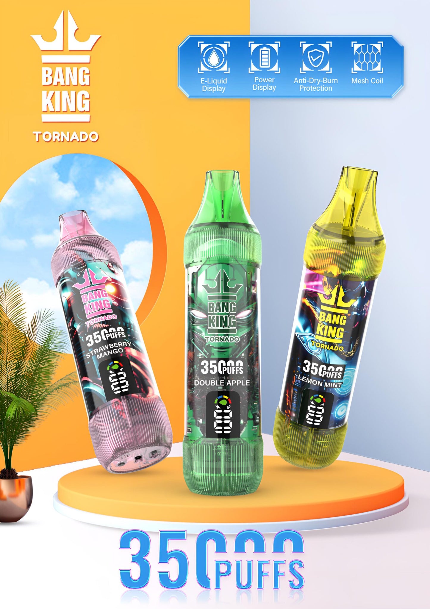 Bang King 35000 puff 二合一口味抛棄式電子煙| 原廠正品 | 一次性超長續航大容量發光電子煙-VAKA糖果雲煙館