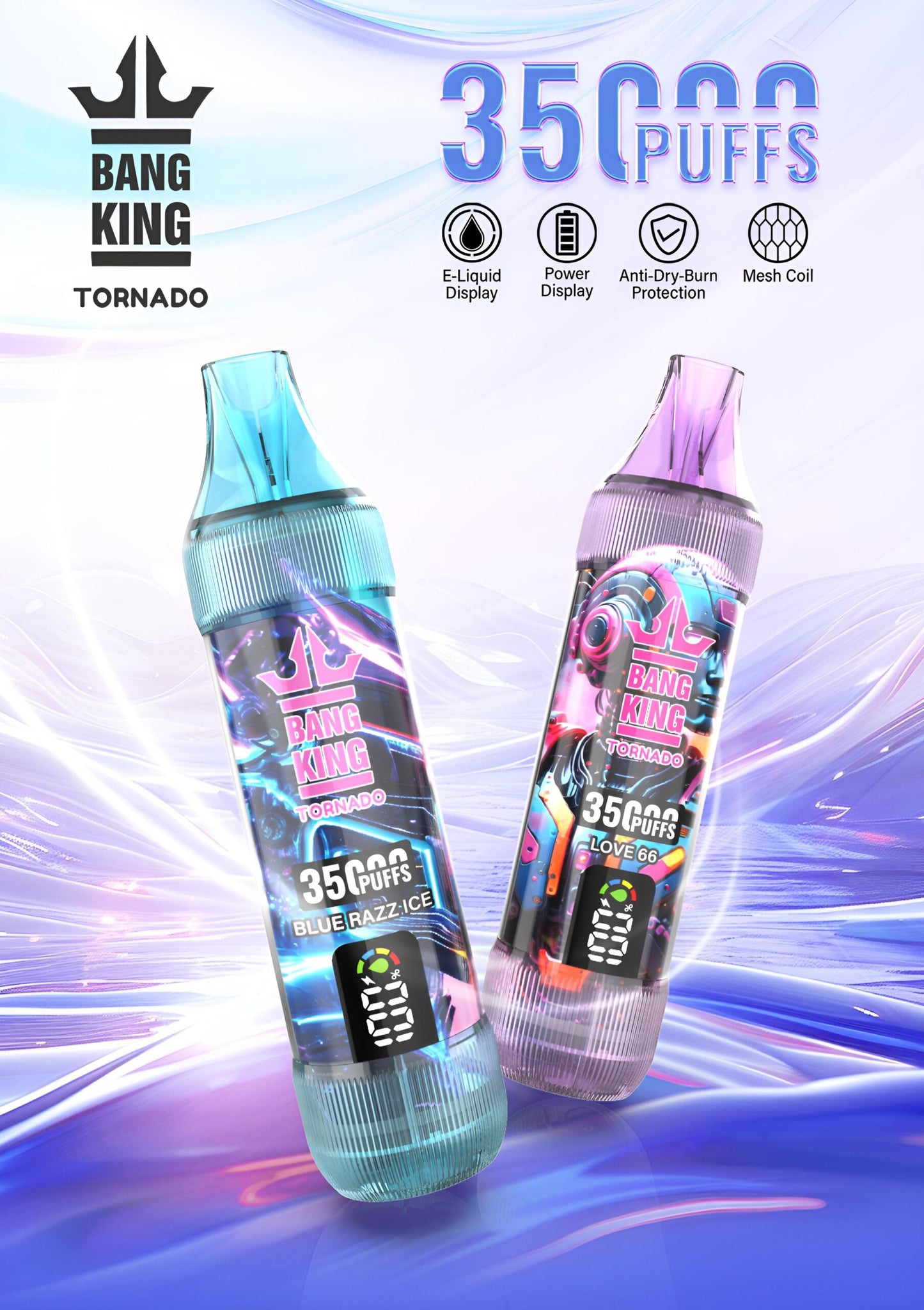 Bang King 35000 puff 二合一口味抛棄式電子煙| 原廠正品 | 一次性超長續航大容量發光電子煙-VAKA糖果雲煙館