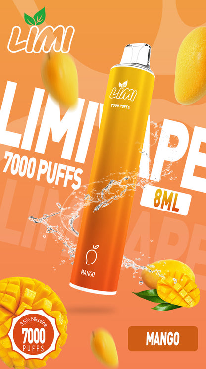 新品Limi7000口拋棄式 ILIA哩亞同廠生產 煙油容量更高 口味更優化 LIMI一次性7000Puffs便攜式圓管電子煙-VAKA糖果雲煙館