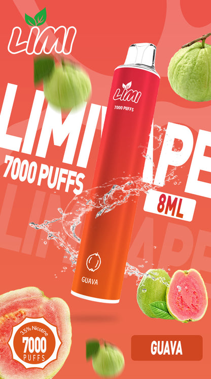 新品Limi7000口拋棄式 ILIA哩亞同廠生產 煙油容量更高 口味更優化 LIMI一次性7000Puffs便攜式圓管電子煙-VAKA糖果雲煙館