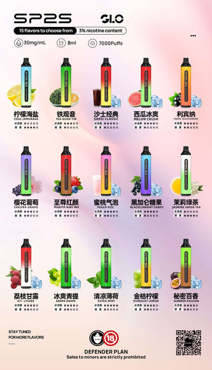 新款SP2拋棄式7000口-15種口味8ml/新手可入 sp2 Puffs一次性7000口霧化棒-VAKA糖果雲煙館